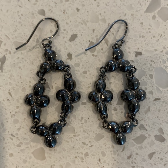 WHITE HOUSE | BLACK MARKET Onyx Diamond Drop Faux Gem Earrings - Picture 2 of 5